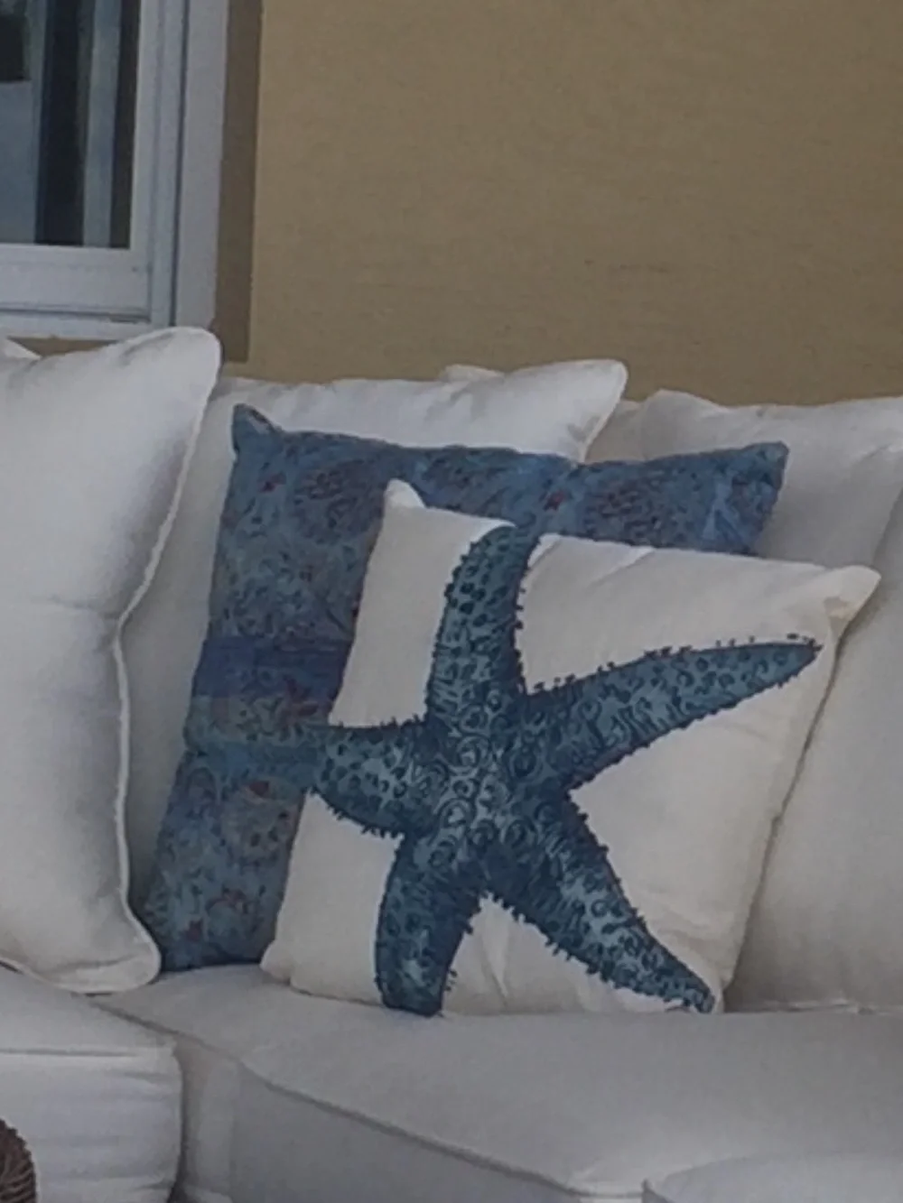 Pottery Barn Blue Starfish Outdoor Pillow - Coastal Beach